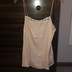 Silky cami with lace trim